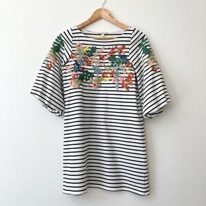 Gianni Bini Colorful Floral Embroidered Stripe Dress Size XS